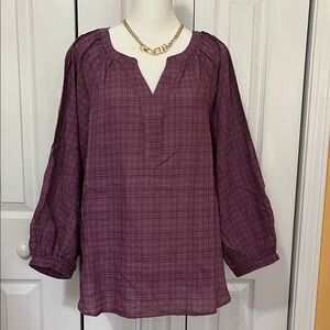 Christopher & Banks Purple Plaid Blouse